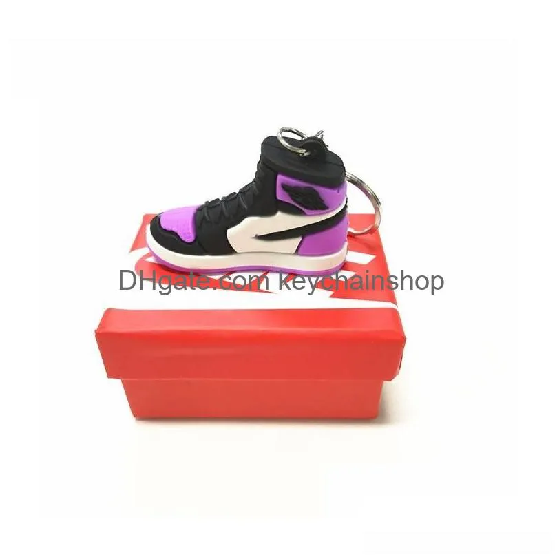 14 Colors Wholesale Designer Mini Sile Sneaker Keychain With Box For Men Women Kids Key Ring Gift Shoes Keychains Handbag Chain Baske Dhwze