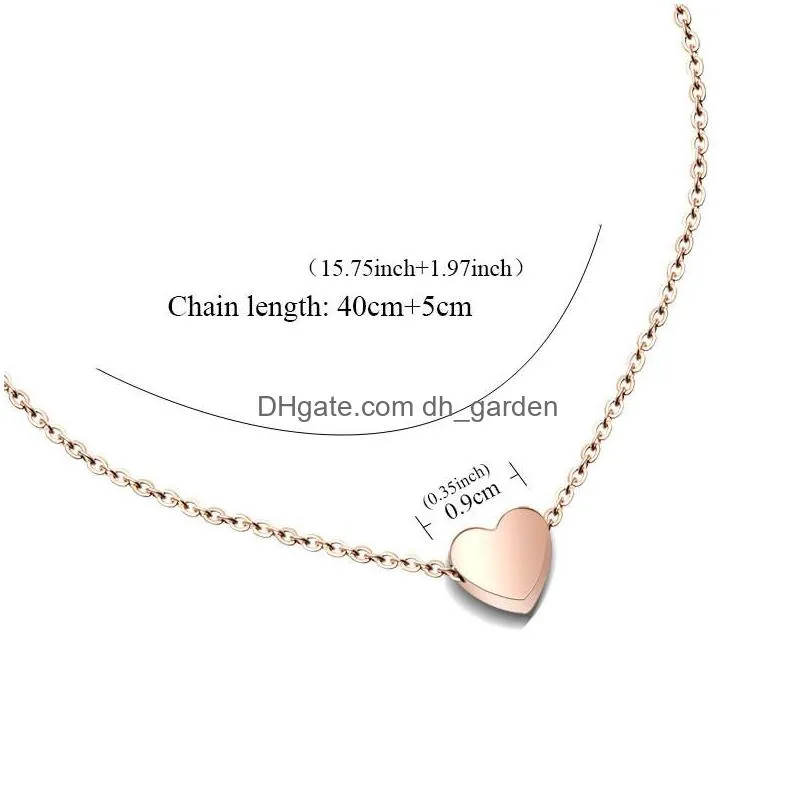 Pendant Necklaces New 316L Stainless Steel Small Circle Heart Pendants Necklace For Women Girlfriend Rose Gold Sier Chian Party Jewelr Dhwxp