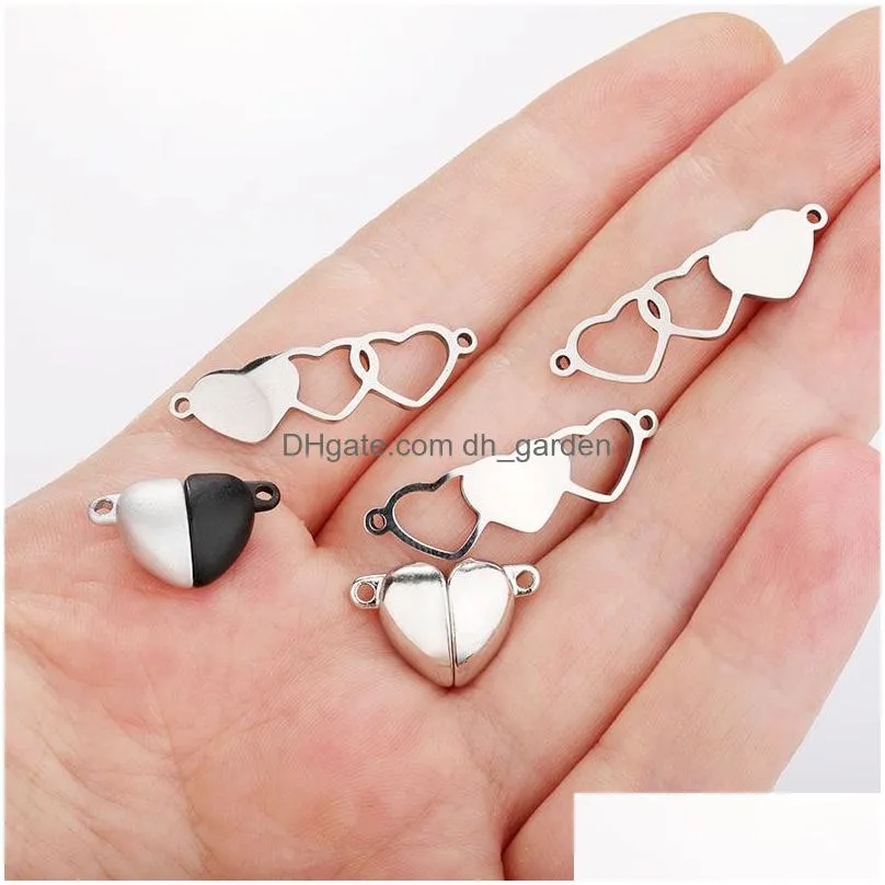 Charms Fashion Alloy Heart Magnet Charm Metal Love Magnetic Buckle For Diy Couple Friendship Jewelry Bracelet Necklace Makin Dhgarden Dhzbt