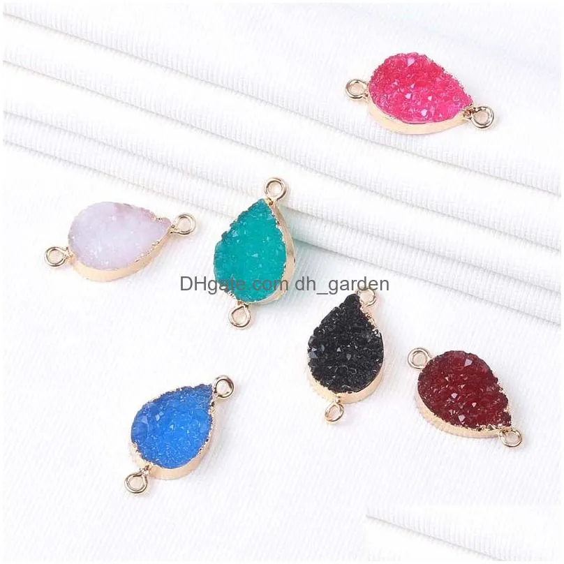 Charms New Fashion Six Color Nature Resin Waterdrop Geometry Durzy Pendant Necklace For Bracelet Diy Jewelry Making Drop Del Dhgarden Dhxod