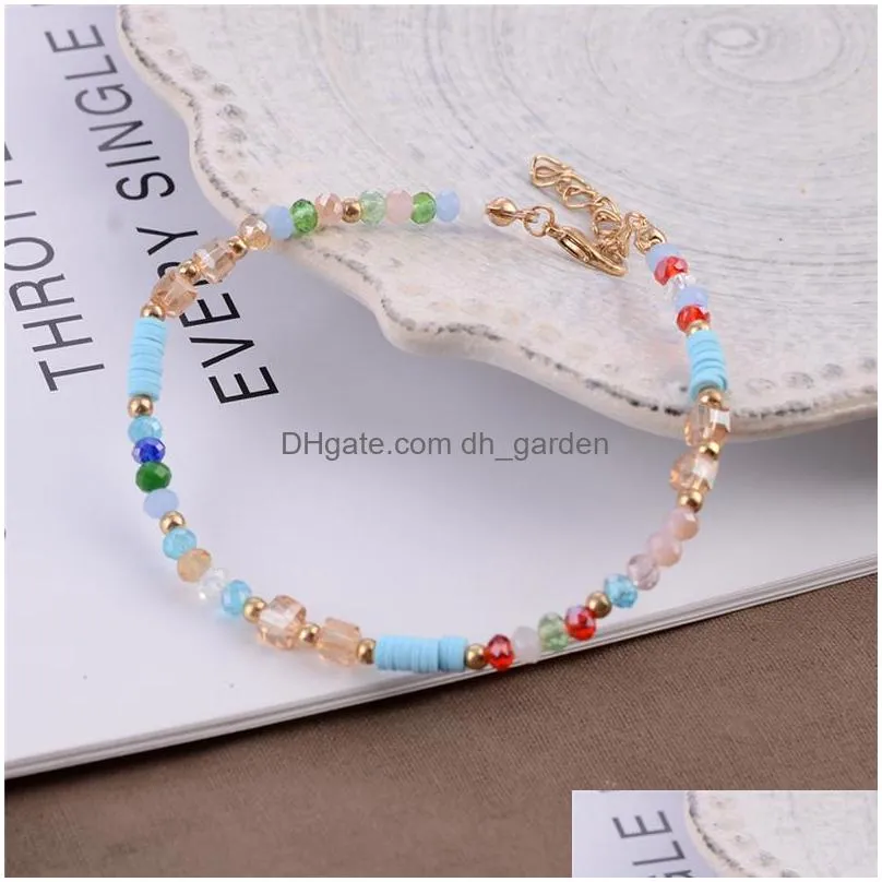 Anklets Vintage Ethnic Bohemian Beach Vacation Anklet Bracelet Colorf Crystal Beaded Gold Chain For Woman Man Jewelry Drop Delivery J Dhbm9