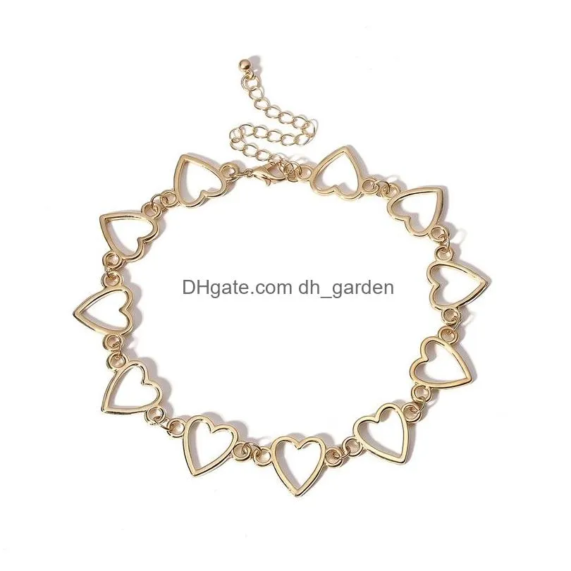 Pendant Necklaces Fashion Korean Sweet Love Heart Choker Necklace For Women Sier Gold Color Statement Necklaces Jewelry Vale Dhgarden Dha8Z