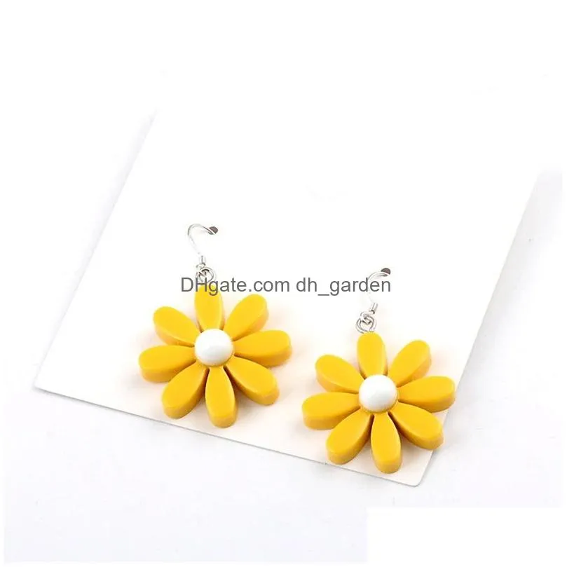 Dangle & Chandelier Unique Design Personality Resin Daisy Pendant Dangle Earring For Women Girls Fashion Colorf Flowers Dro Dhgarden Dhwdv