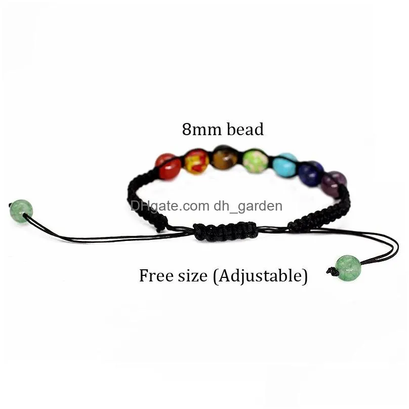 Beaded Adjustable 8Mm Natural Stone Amethyst Healing Nce Beaded Bracelet For Women Men Handmade 7 Chakra Aura Prayer Braided Drop Del Dhgx4