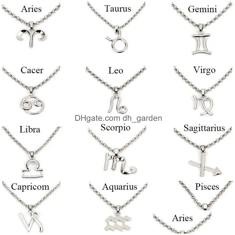 Pendant Necklaces 12 Constellation Necklaces Pendants Choker For Women Gold Sier Alloy Personalized Fashion Pendant Chain Ne Dhgarden Dh3Y4