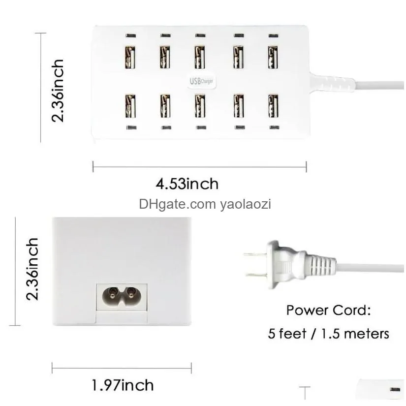 multiple usb  adapter 40w intelligent usb desktop charge 10 port multi mobile device charge for iphone samsung 