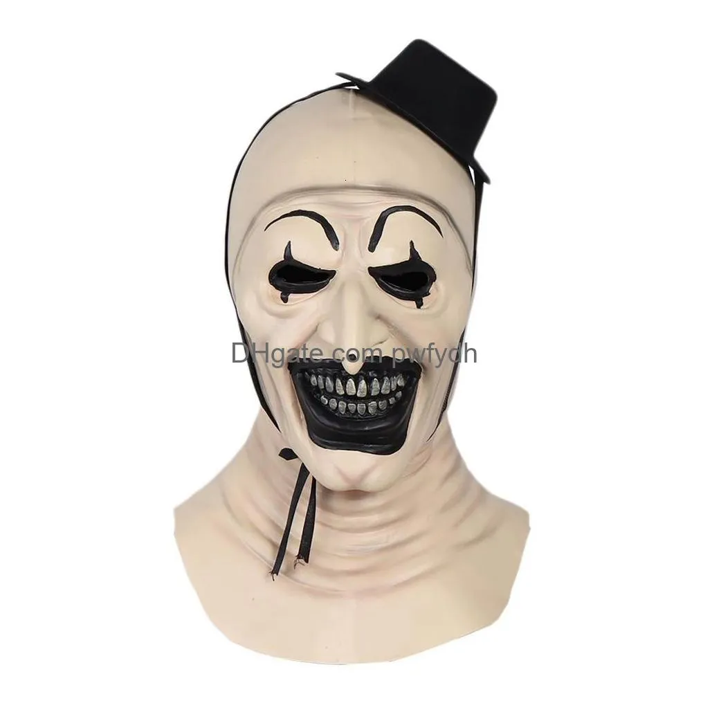 party masks joker latex mask terrifier art the clown cosplay horror full face helmet halloween headgear 230601