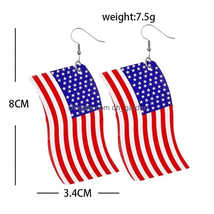 Dangle & Chandelier 2021 Fashion Sports Leather Dangle Earring For Women National Flag Teardrop Star Round Shape Independen Dhgarden Dhtoz