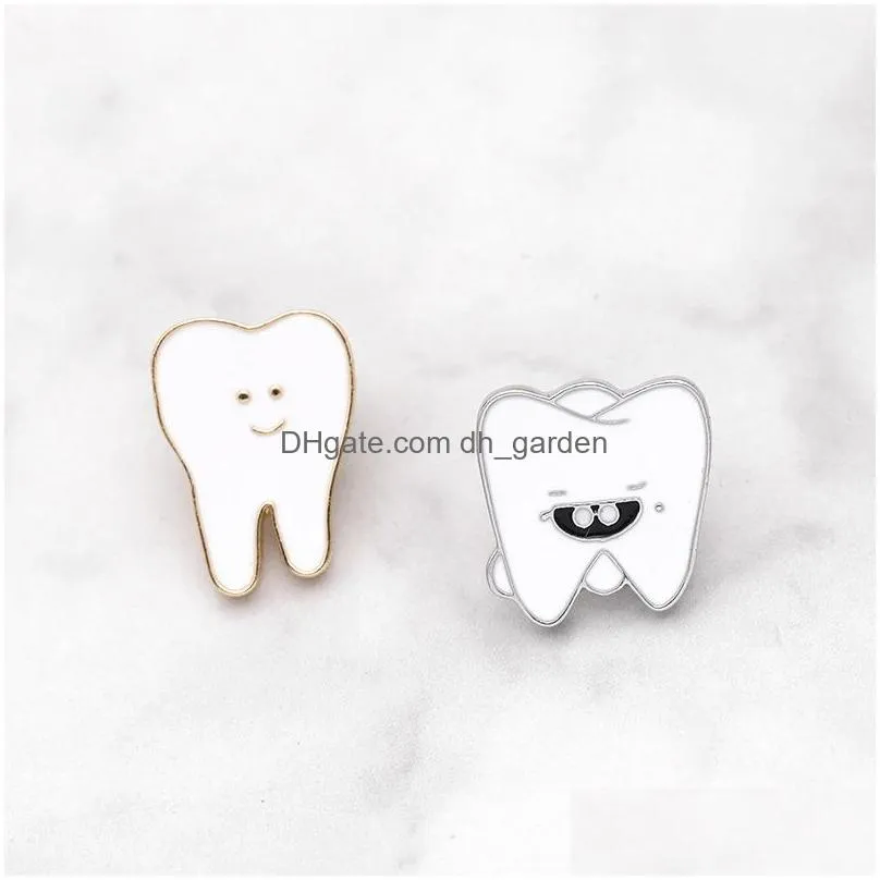 Pins, Brooches Newest Cute White Cartoon Teeth Enamel Brooches Pin For Nurse Dentist Hospital Lapel Hat Bag Pins Denim Shirt Women Br Dh4Qh