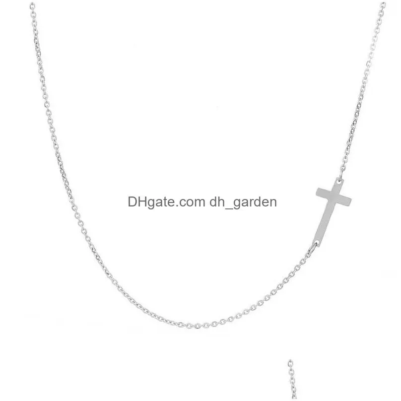 Pendant Necklaces Stainless Steel Cross Pendant Choker Necklace For Women High Quality Adjustable Chain Jewelry Gift Drop De Dhgarden Dhdrq