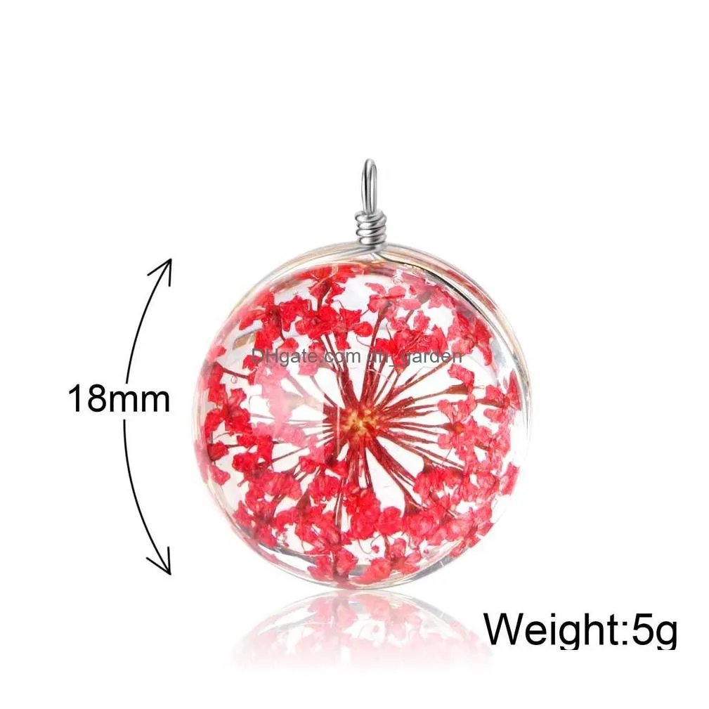 Charms Mticolor Dried Flower Glass Pendant Charm For Women Diy Handmade Ball Necklace Earring Bracelet Charms Jewelry Wholesale Drop D Dhstd