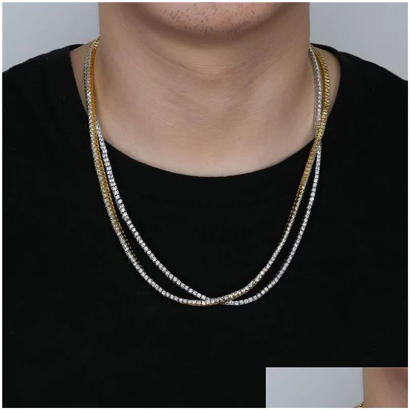 3 5mm iced out tennis necklaces aaa cubic zirconia copper diamond designer 1 row fashion hip hop jewelry for men women 18k gold silver couples love bling chains