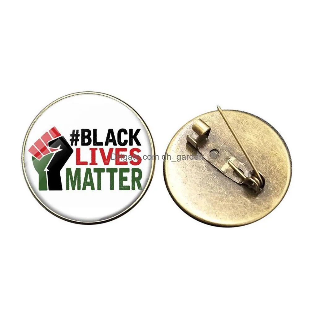 Pins, Brooches New I Cant Breathe Black Lives Matter Protest Time Gem Badge Pins Brooches Button Coat Jacket Collar Pin Jewelry Drop Dhwbs