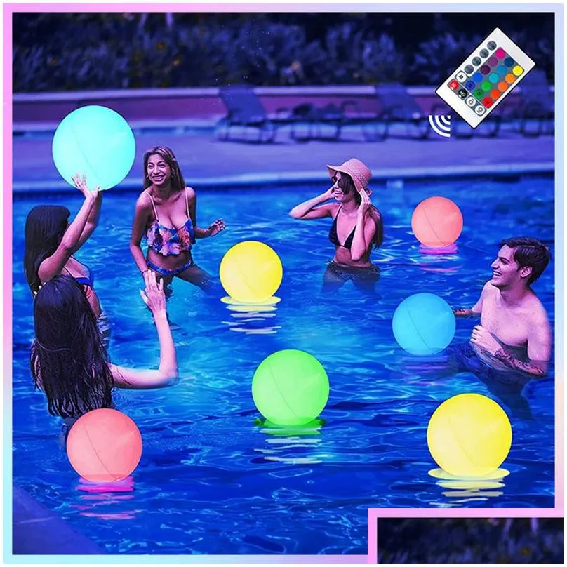 Party Decoration 40Cm Colorfl Floating Ball Party Decoration Remote Controlled Inflatable Led Light Up Beach Balls Even Pool Toys Drop Dhc3W