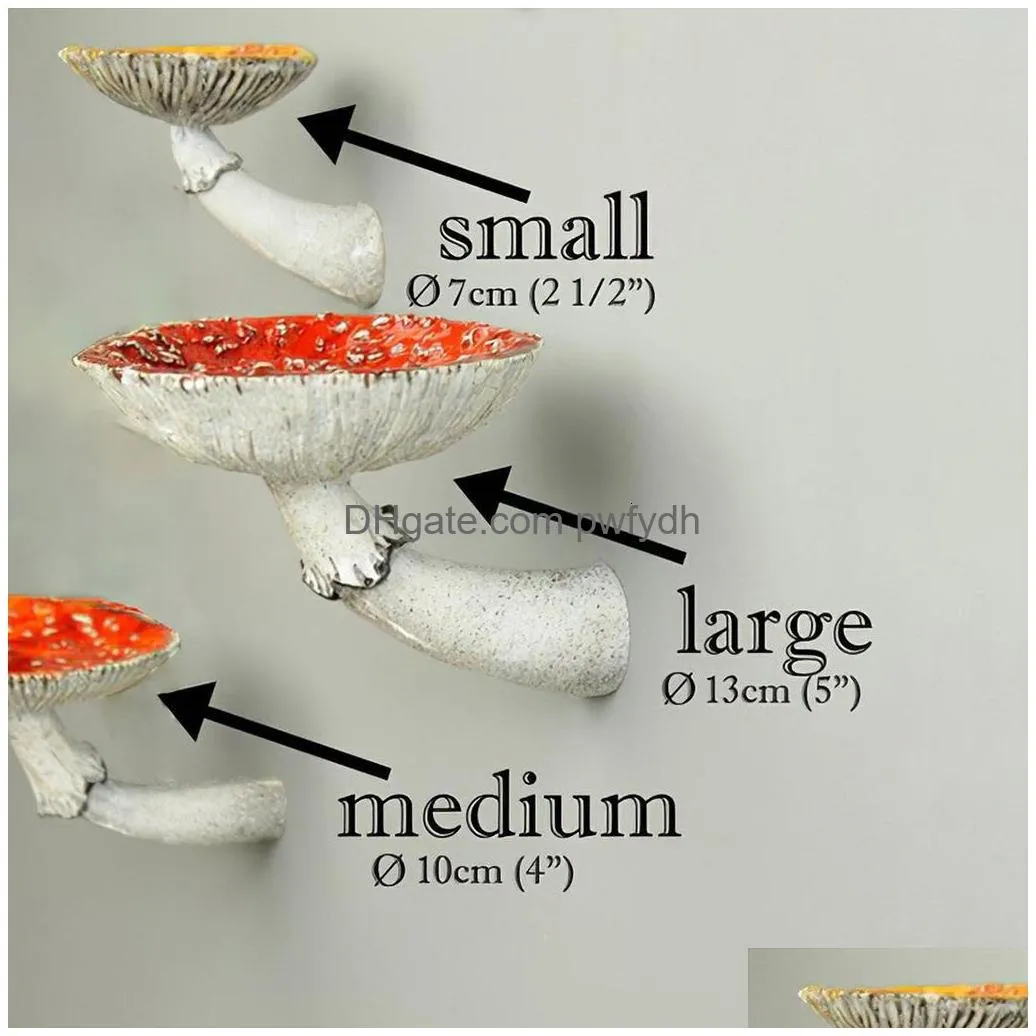 novelty items pack of 3 mushroom hanging shelf resin wall mounted small decor keys holer ornaments rack living room holidays crafts