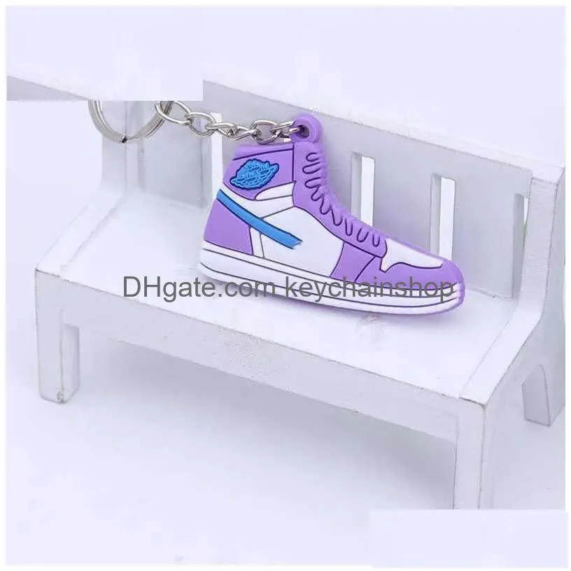 Keychains Lanyards Wholesale Designer Mini Sile Sneaker Keychain Men Women Kids Key Ring Gift Shoes Handbag Chain Basketball Shoe Dro Dhogw