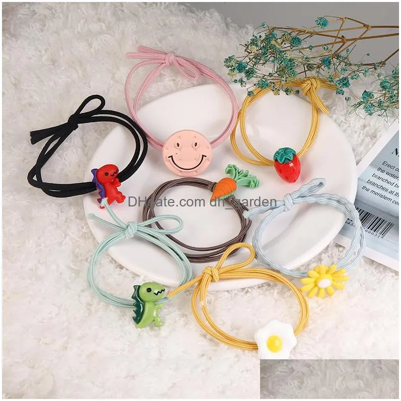 Hair Rubber Bands Cute Korea Children Women Elastic Hair Band Sweet Yolk Ties Rope Girl Scrunchy Kids Ponytail Holder Fashion Designs Dhhje