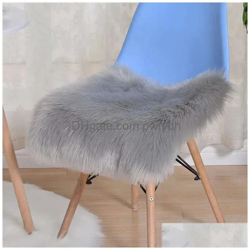 pillow soft breathable wool desk orthopedic home decor for winter autumn thickened fleece solid color sofa office chair cushion 231212