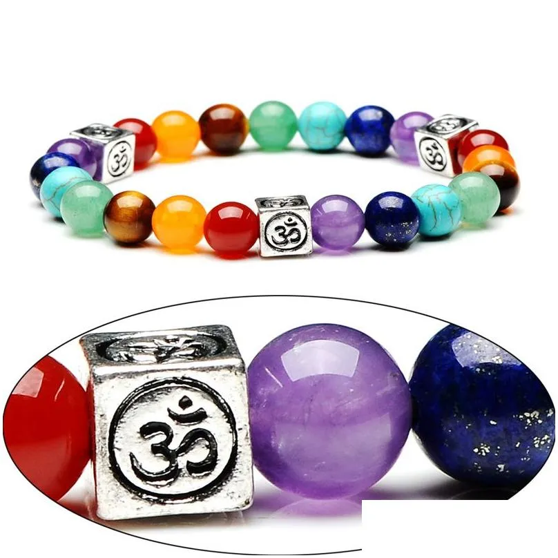 Beaded Natural Lava Stones Stretch Bracelets 8Mm Reiki Healing Energy Strands Colorf 7 Chakra Stone Buddha Prayer Beads Bracelet Jewe Dhr1C