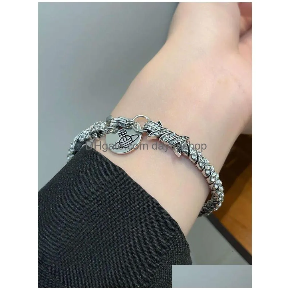 Designer High Quality Empress Dowager Xis Diamond Thorn Couple Bracelet Light Small End Layered Simple And Cold Style For Drop Delive Dhrvh