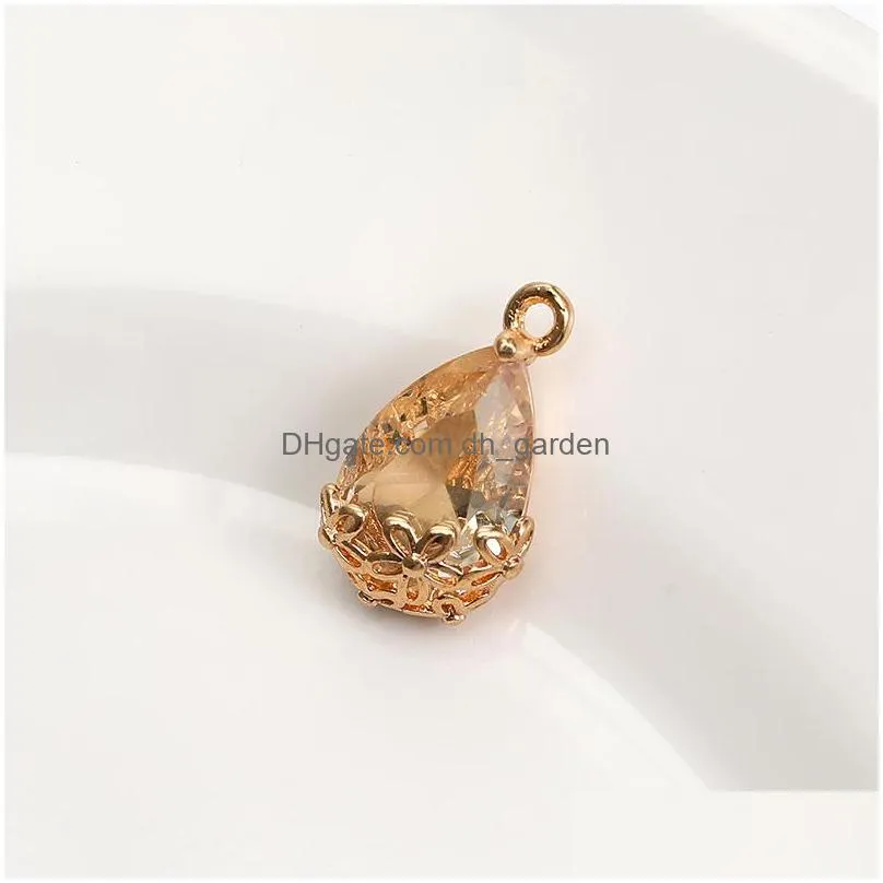 Charms Colorf K9 Crystal Glass Waterdrop Charms For Necklace Earring Transparent With Metal Copper Pendants Diy Jewelry Drop Delivery Dhcrt