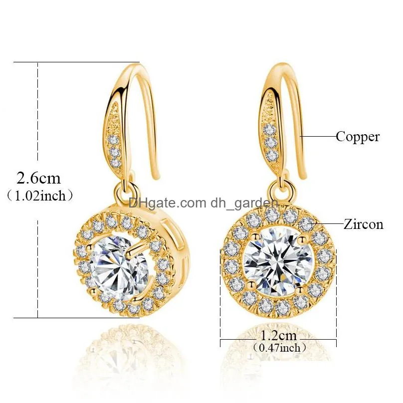 Dangle & Chandelier Gold Plated Cubic Zirconia Drop Earrings For Elegant Women Girls Brass Cz Designer Earring Gift Brides Bridesmaid Dhdo6