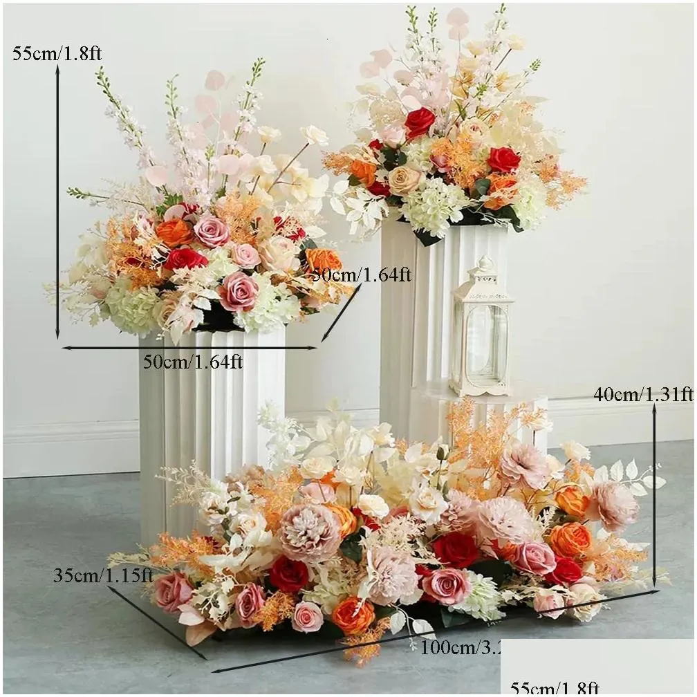 decorative flowers wreaths outdoor activity decor flower art high-end romantic simulation flowers row road lead wedding welcome car show layout fake floral