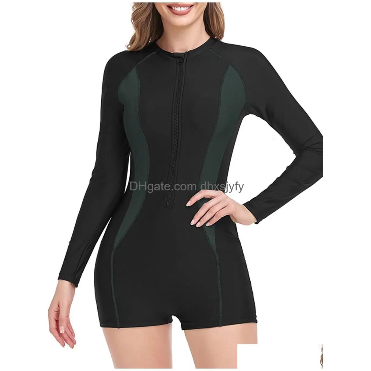 twopiece separates 2023 long sleeve slim swimwear female surfing swimsuit women zipper rash guard diving clothes bathing swimming suit