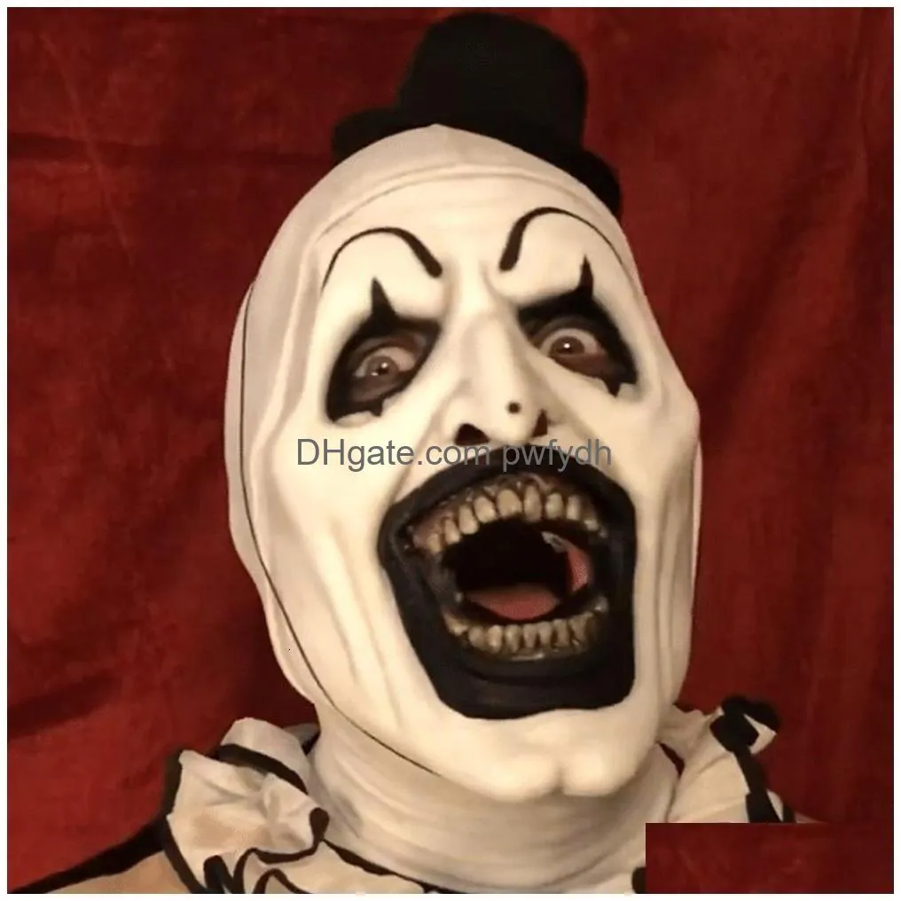party masks joker latex mask terrifier art the clown cosplay horror full face helmet halloween headgear 230601