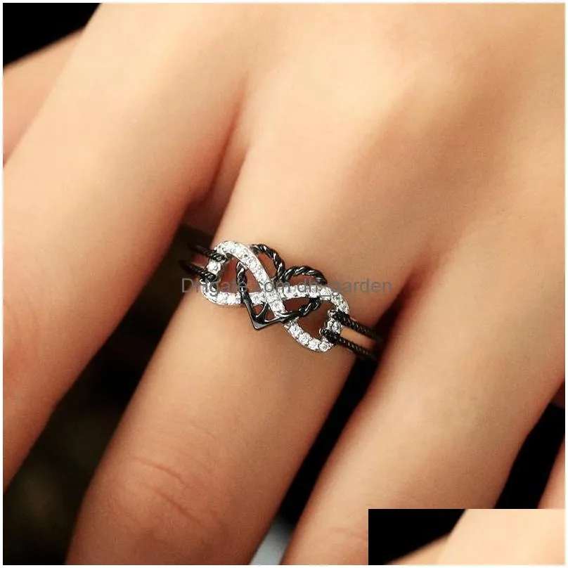 Cluster Rings Exquisite Designer Jewelry Rings Infinite Love Motif Twotone Anchor Heart Promise Wedding Engagement Ring For Women Gif Dhqi2