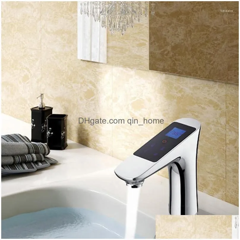 bathroom sink faucets jmkws deck mounted lcd digital display basin faucet touch screen thermostatic single tap chrome brass washbasin