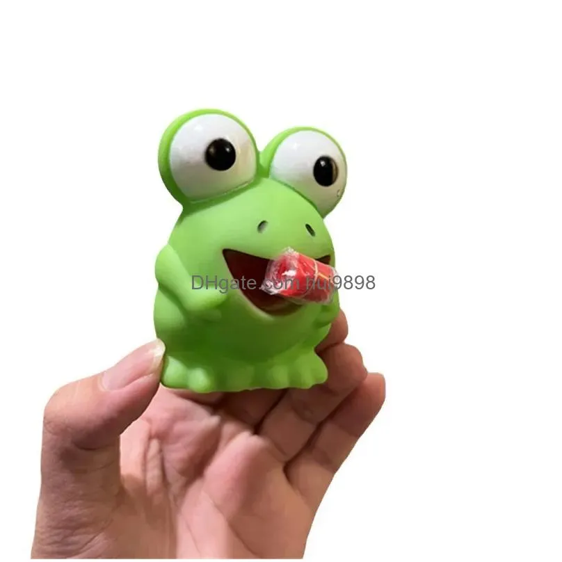 frog sticking out tongue pinch decompression toys little dinosaur large eye frog pinch spring back toys for stress reduction anxiety toys for