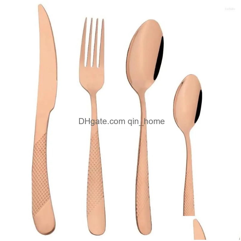 dinnerware sets 4pcs colorful cutlery set stainless steel western silverware dinner complete fork tea spoon knife tableware