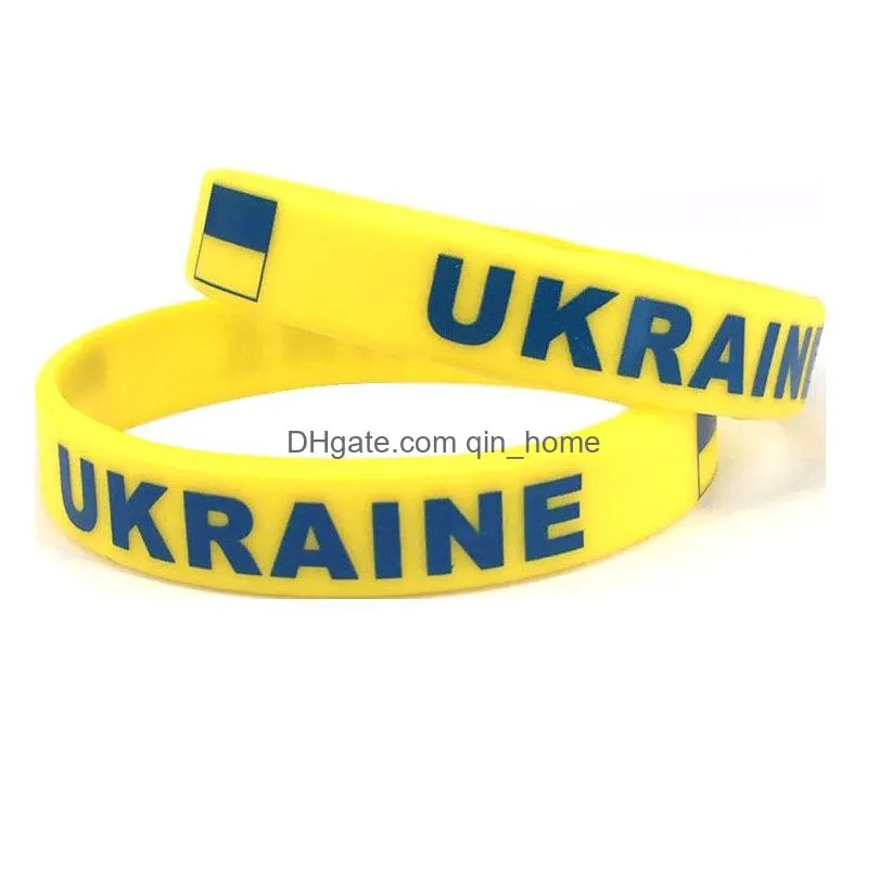 2022 support ukraine wristbands party favor silicone rubber bangles bracelets ukrainian flags i stand with ukrainian yellow blue sports elastic wrist