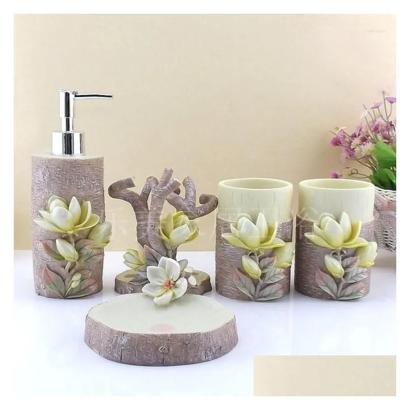 bath accessory set resin series bathroom eco-friendly wash kit square and round crystal diamond soap dish cups lotion bottle