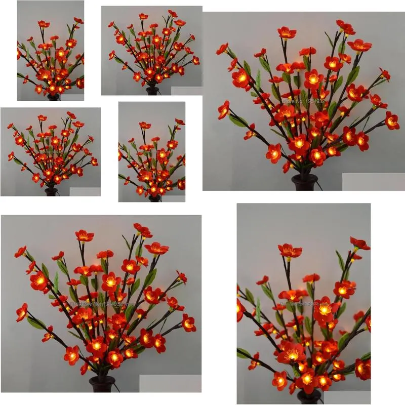 wreaths decorative flowers wreaths cherry blossom branch light with green leaf 20 60 leds christmas wedding table decoration twig