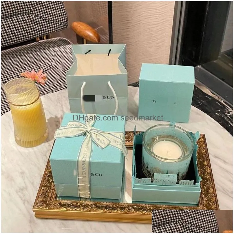 designer blue aromatherapy candle gift box for bedroom living room indoor atmosphere candle night proposal romantic candle radiant night limited