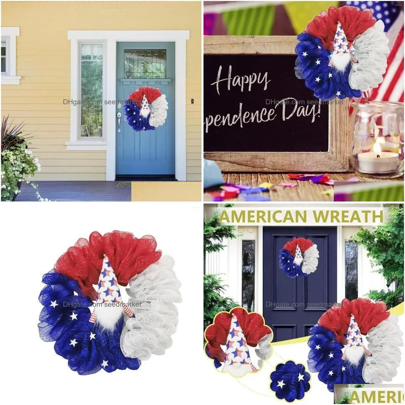 decorative flowers usa independence day wreath patriotic decor special supplies for party