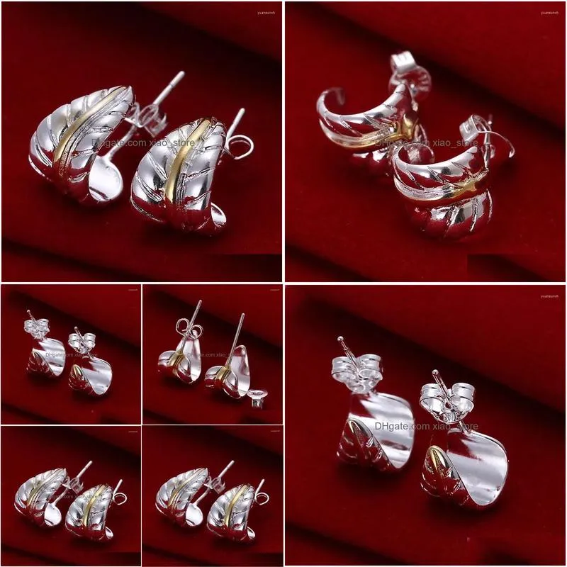 stud earrings high qualtiy 925 sterling silver exquisite feather hook for women wedding engagement luxury jewelry gift