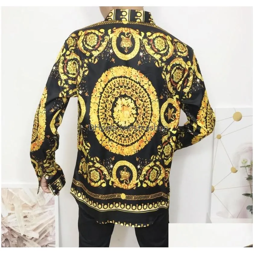 mens casual shirts fashion male shirt harajuku 3d floral leopard print splice fancy men autumn club party wedding prom dress