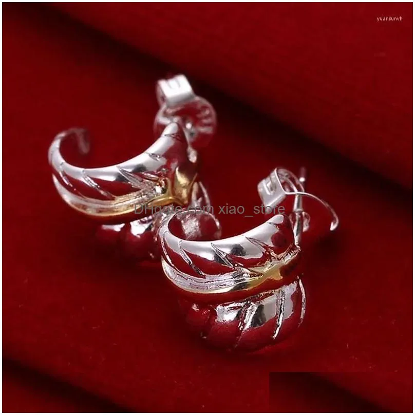 stud earrings high qualtiy 925 sterling silver exquisite feather hook for women wedding engagement luxury jewelry gift