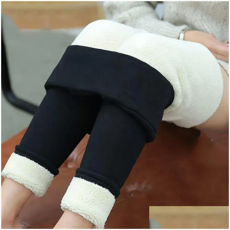Women`S Leggings Winter Thicken Women Leggings Warm Fleece Pants Female Thermal Y Hight Wasit Tights Stretchy Drop Delivery Apparel W Otezk