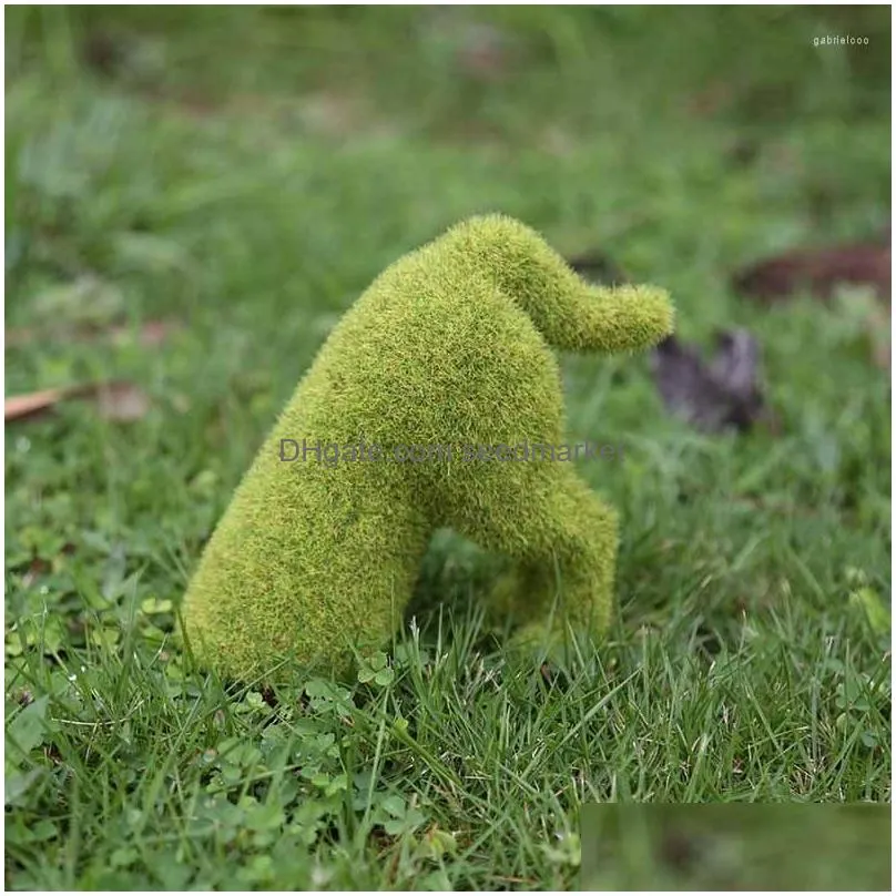 decorative flowers garden decor courtyard cute dog statues grass green simulation puppy ornaments moss figurine