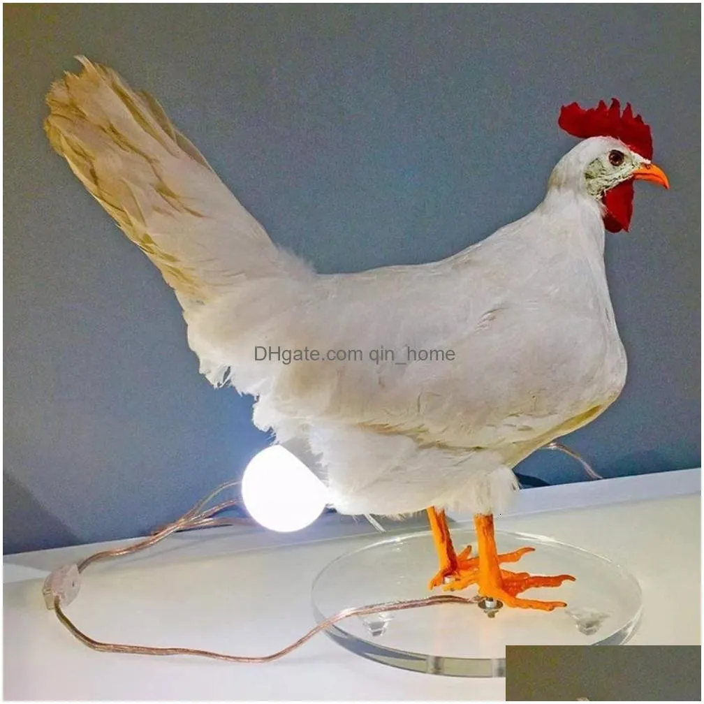 decorative objects figurines easter white rooster lamp imitation chicken butt lamp taxidermy chicken egg lam exists resin designtable bulb taxidermy