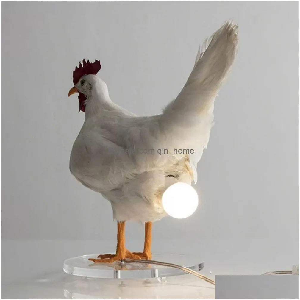 decorative objects figurines easter white rooster lamp imitation chicken butt lamp taxidermy chicken egg lam exists resin designtable bulb taxidermy