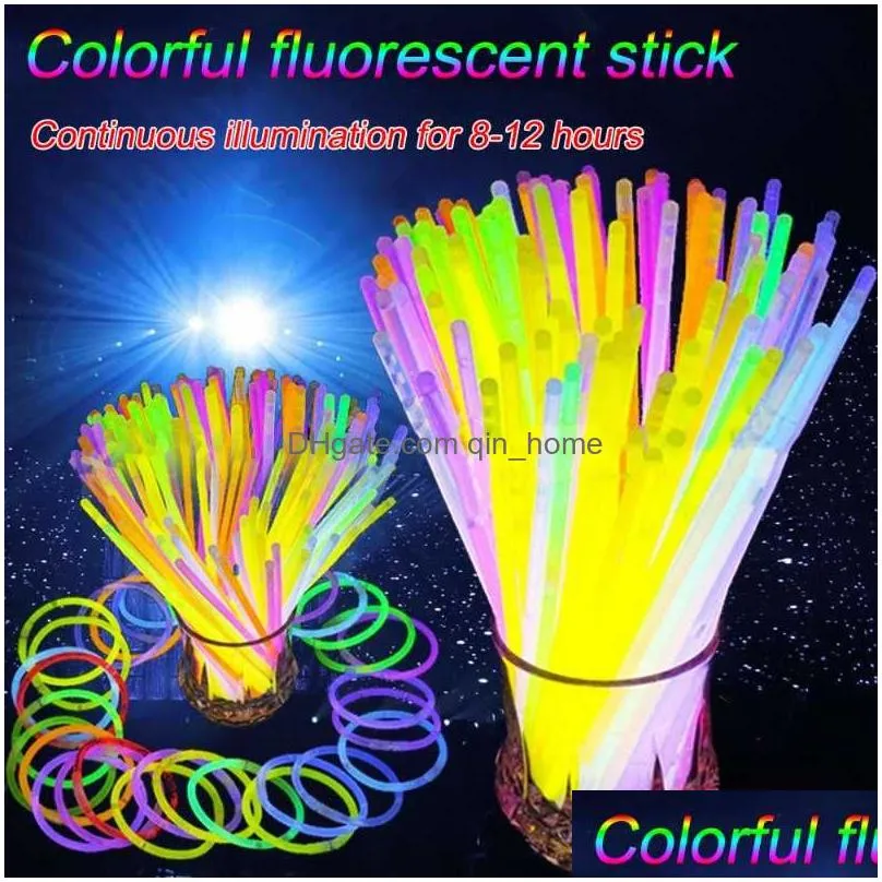 party decoration 100pcspack fluorescence light glow sticks bracelets necklaces neon for wedding colorful stick7566752