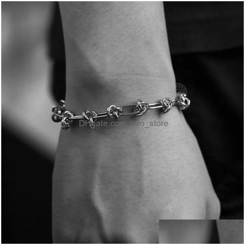 link chain 7mm stainless steel knot bracelets for women men length adjustable fashion wristband chic jewelry wholesale gifts ddb327