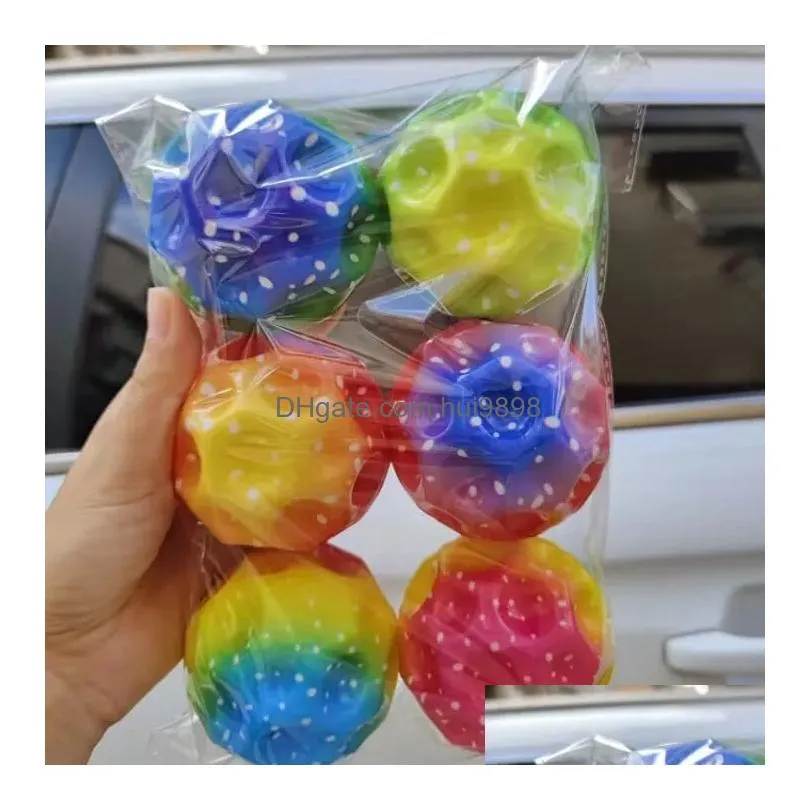 rainbow elastic ball high elasticity antigravity lunar stone high elasticity reverent ball toys pu foam ball porous sphere outdoor students childrens adult