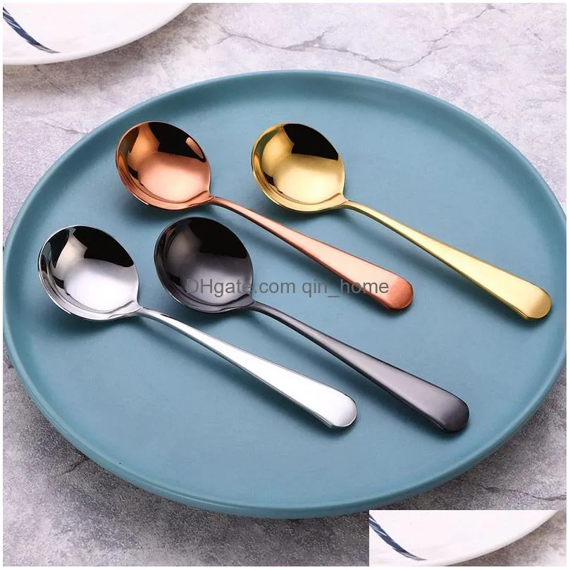 luxury creativity stainless steel small round spoon household thickening spoon el restaurant bar spoon 