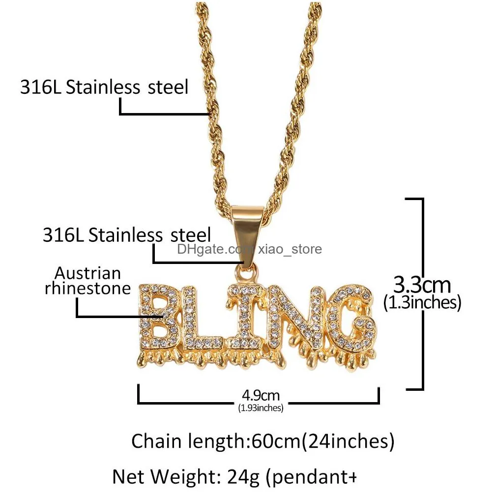 personalized gold iced diamond mens bling initial letters pedant cuban chain necklace full diamond hip hop jewelry gifts for men women